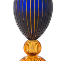 Amber Blue Vase W/Amber Base, small